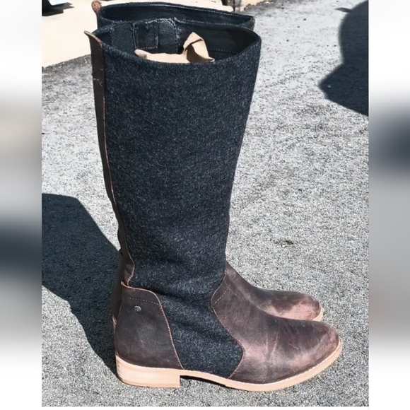 Cat By Caterpillar Sabrina Wool & Leather Tall Boots Zip Up Riding Gray Sz 8W - Picture 3 of 10